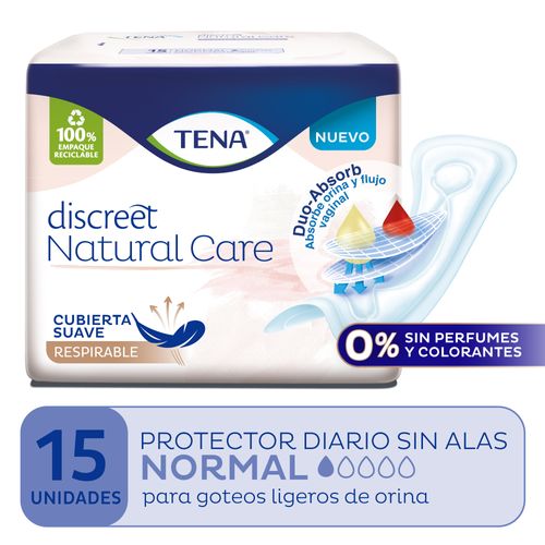 Protector diario Tena Discreet Natural Care sin alas