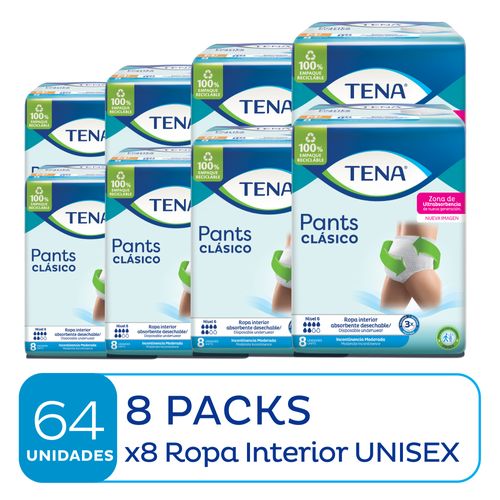 Combo Ropa Interior Tena Pants Clásico X8u X8 Paquetes