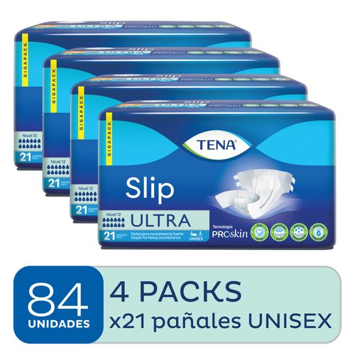Combo Pañal Tena Slip X21u X4 Paquetes