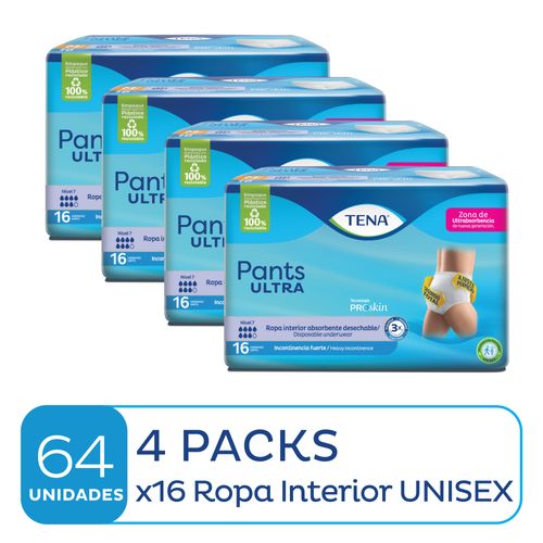 Combo Ropa Interior Tena Pants Ultra X16u X4 Paquetes