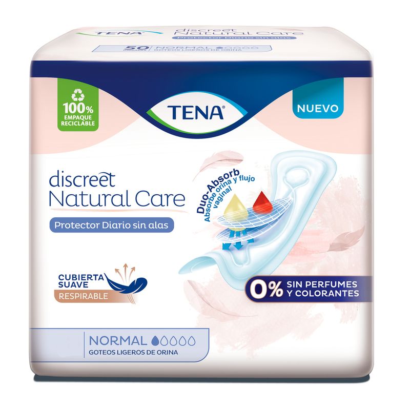 Protector diario Tena Discreet Natural Care sin alas x 50 Volumen