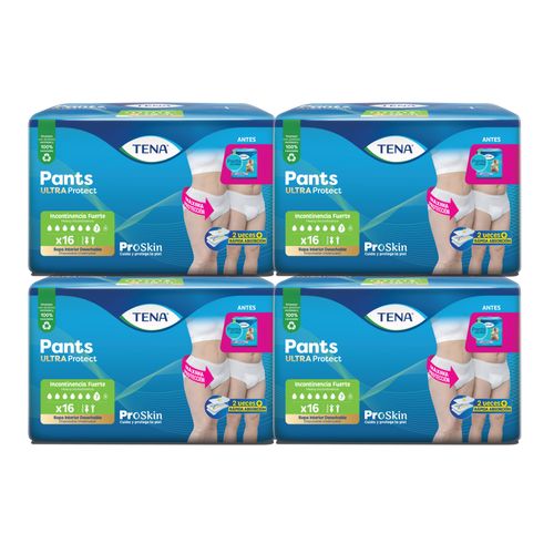 Combo Ropa Interior Tena Pants Ultra Protect X16u X4 Paquetes
