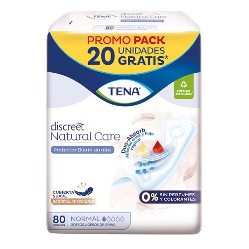 Protector diario Tena Discreet Natural Care sin alas Promopack