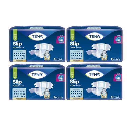 Combo Pañal Tena Slip Ultra Protect X21u X4 Paquetes
