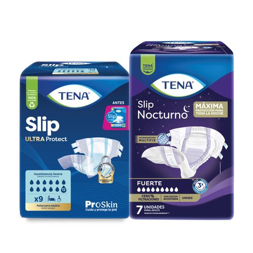 Kit 1 Pañal Tena Slip Ultra Protec + 1 Slip Nocturno