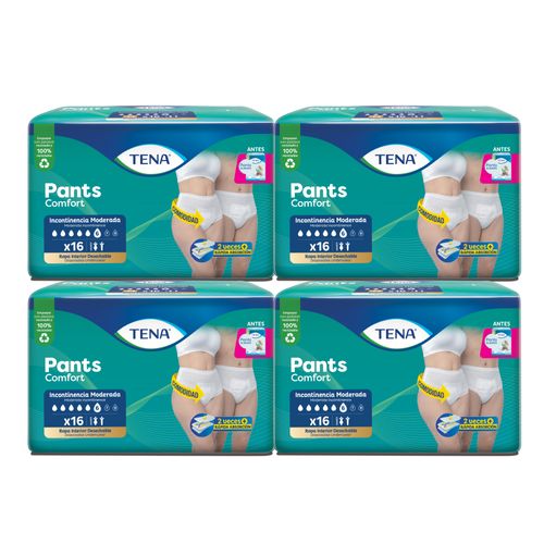 Combo Ropa Interior Tena Pants Comfort X16u X4 Paquetes